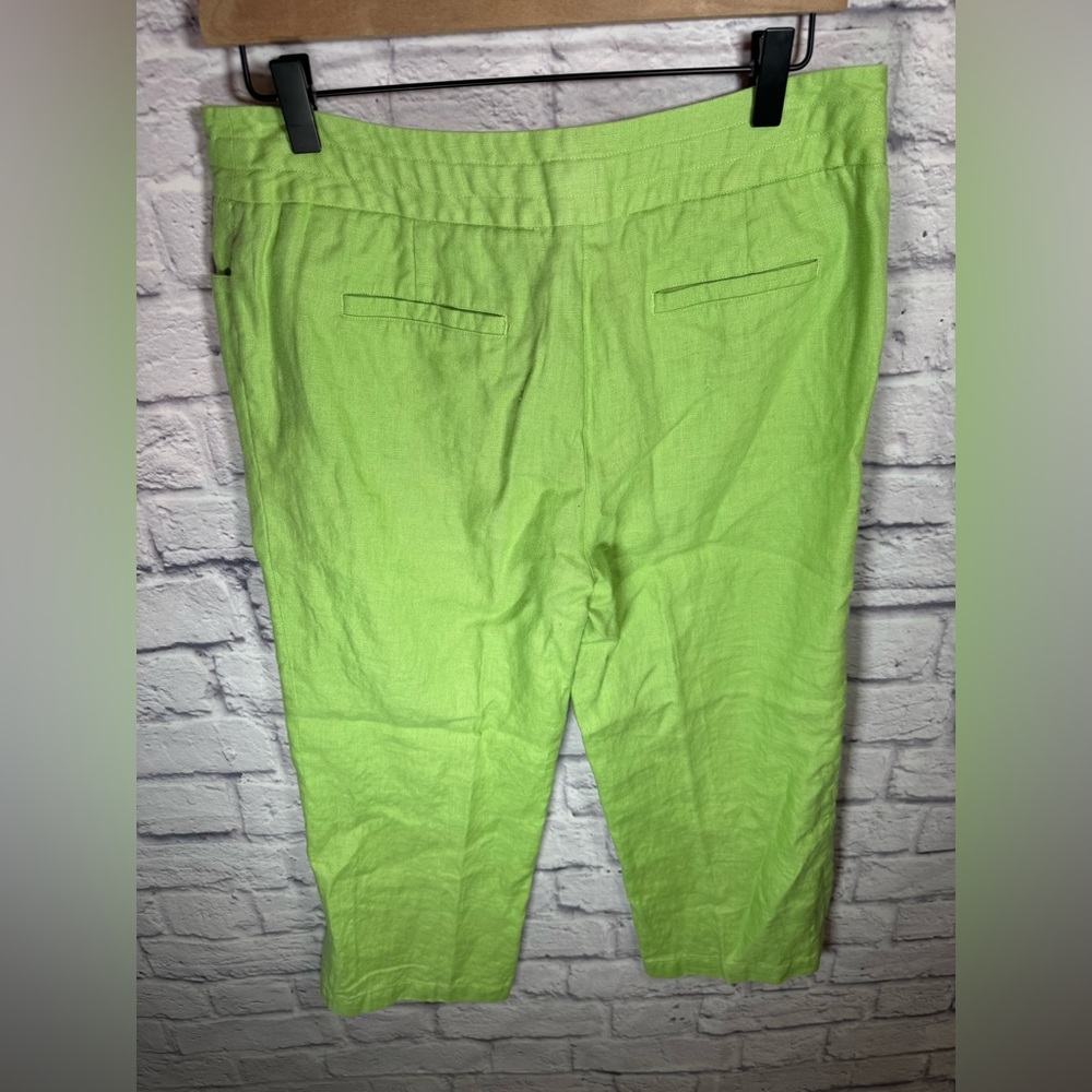 Madison Studio 100% Linen Size 8 lime green pants‎ - Picture 5 of 7